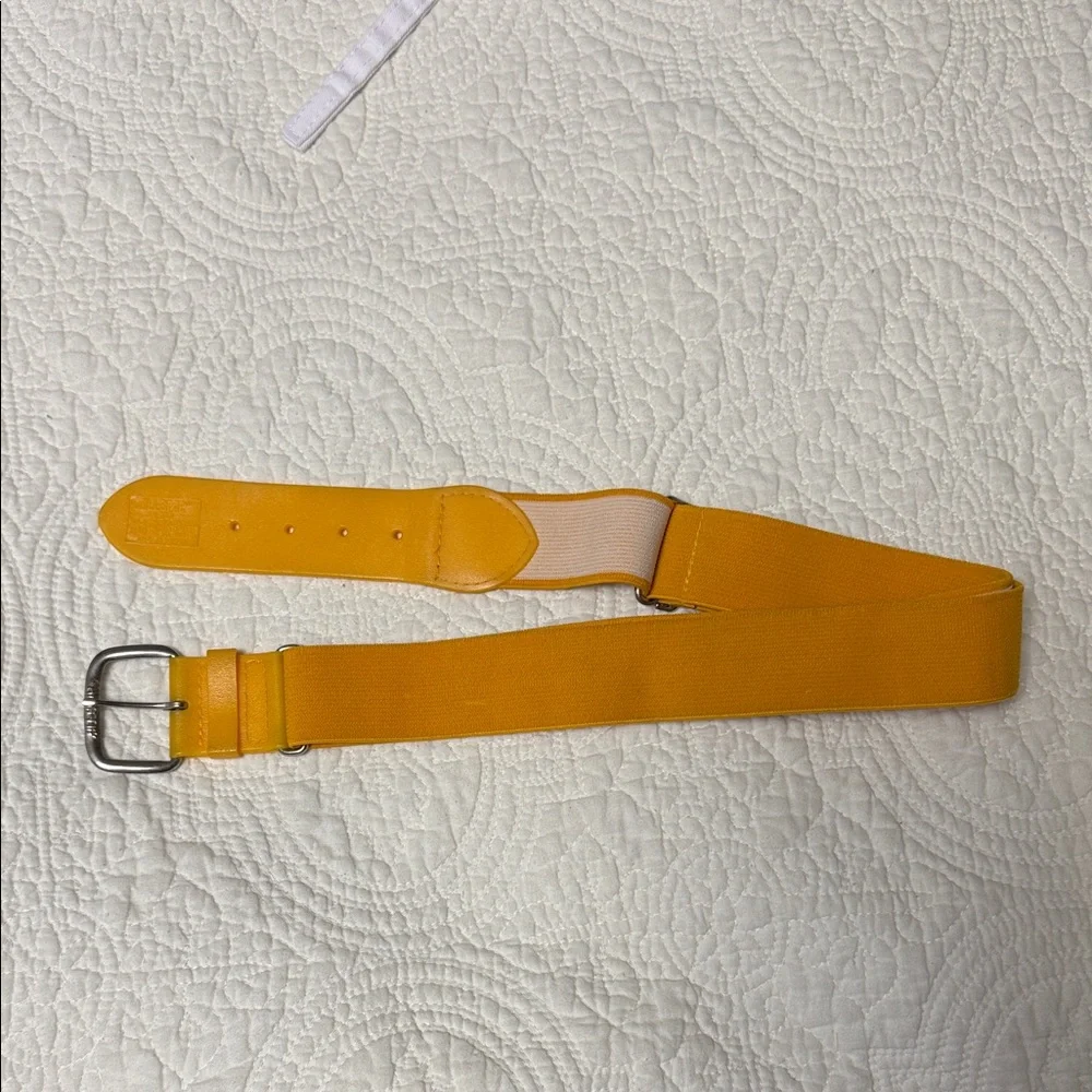 Yellow Baseball Belt with Silver Buckle